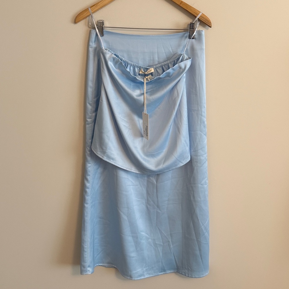 NWT BRUNETTE THE LABEL SATIN SKIRT SET